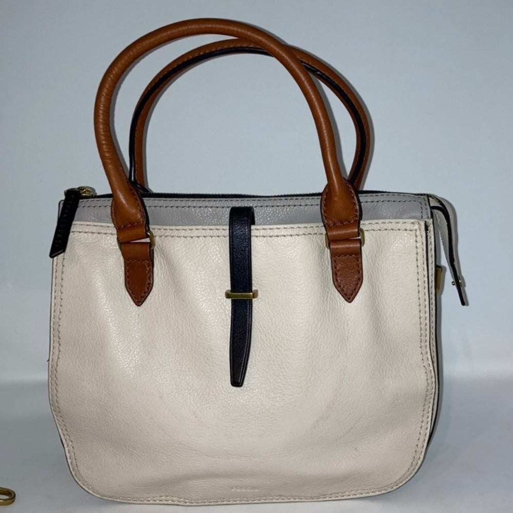 Fossil Ryder Color Block Leather Satchel Purse - image 1